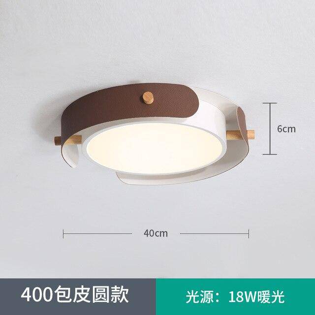 Round LED ceiling light in metal and wooden bars Study