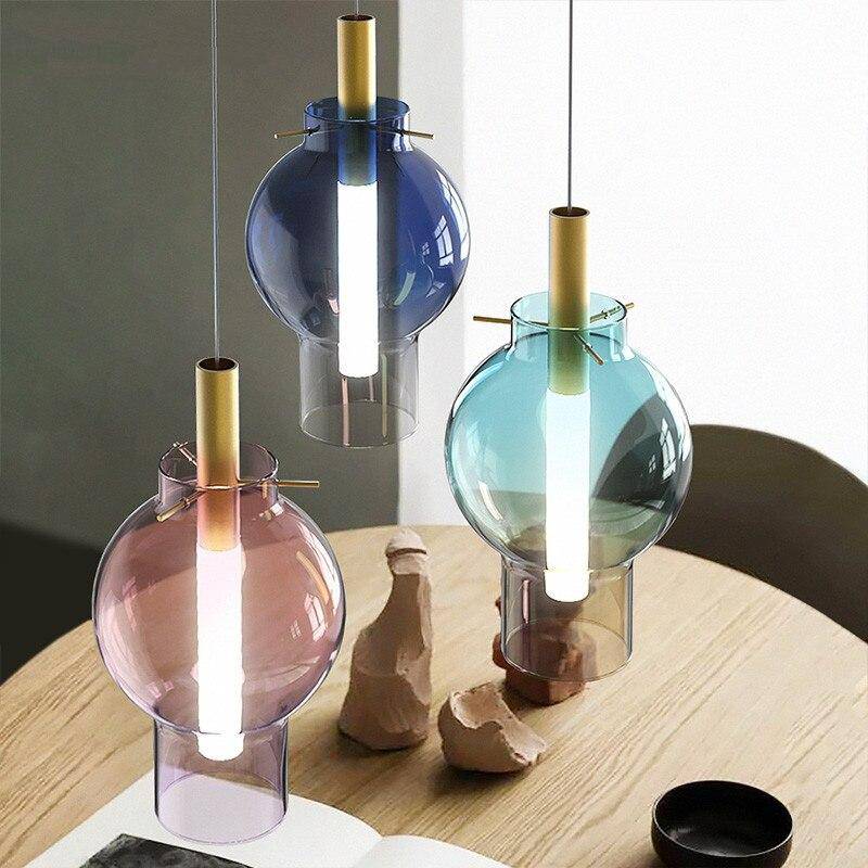 pendant light LED colored glass ball design