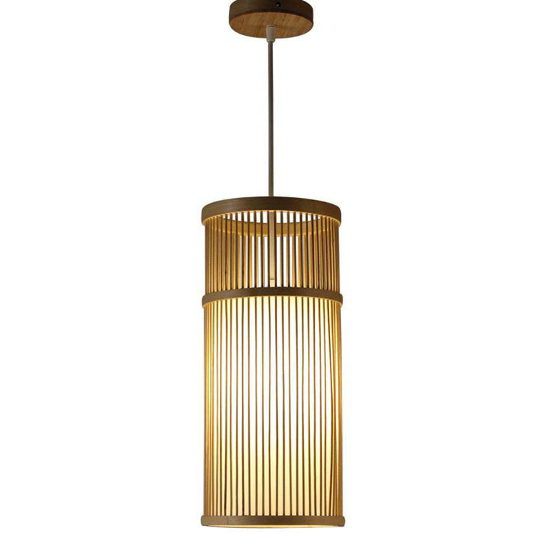 pendant light Handicraft cylindrical bamboo LED cage