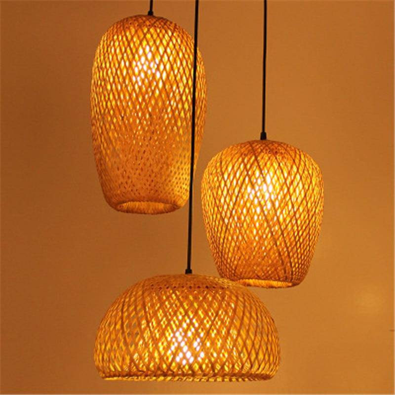 Lámpara de suspensión design Redondo de bambú de ratán