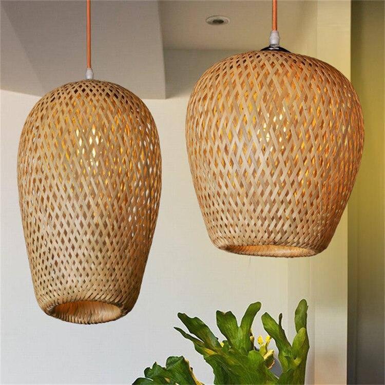 pendant light Rounded design in Rattan bamboo