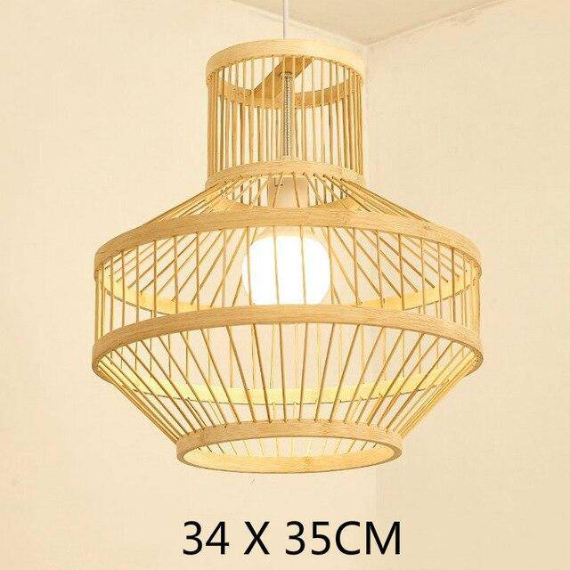 pendant light Geometric C bamboo cage