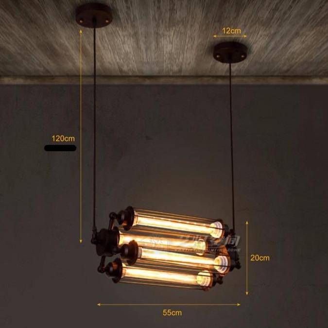 pendant light industrial LED with bulb and lampshade metal retro