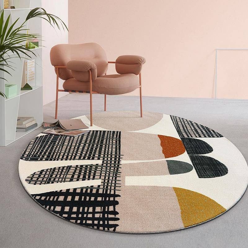 Tapis design rond aux motifs arrondis colorés floor