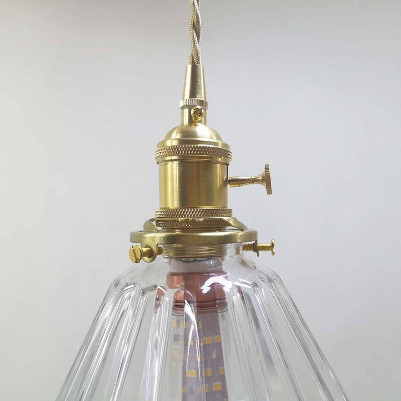 pendant light vintage glass and gold stand Brass