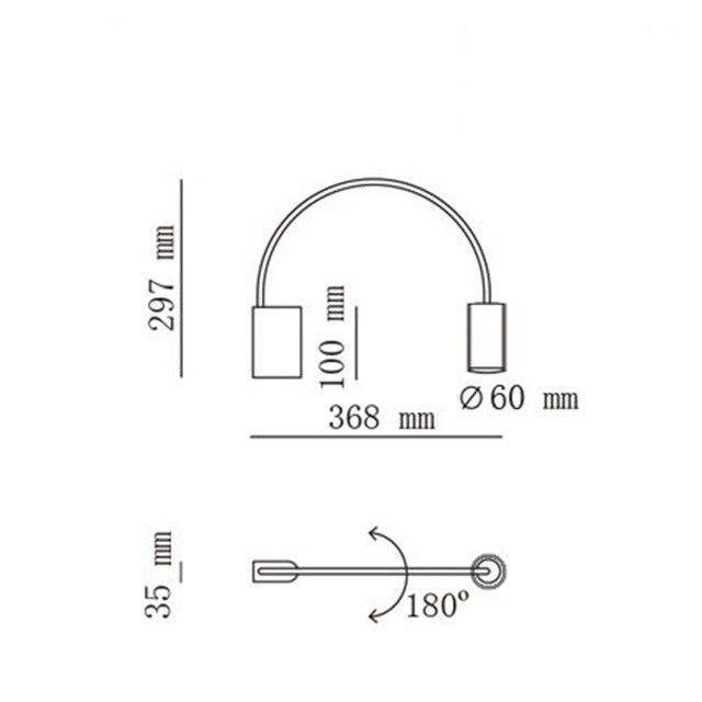 Lámpara de pared design LED en cilindro de metal dorado Lámpara de pared