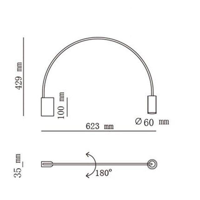 Lámpara de pared design LED en cilindro de metal dorado Lámpara de pared