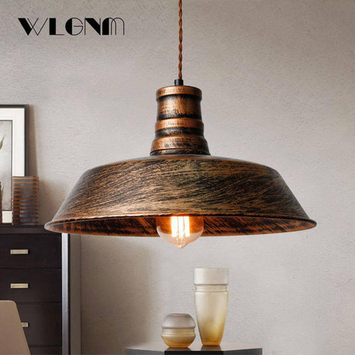 pendant light LED design with lampshade brassy industrial style