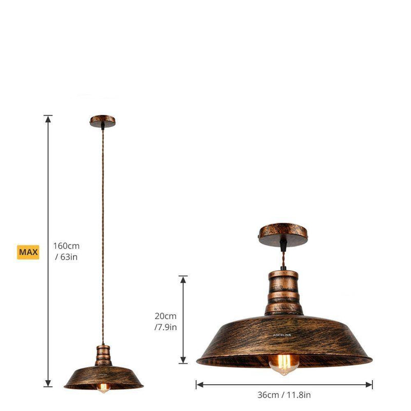 pendant light LED design with lampshade brassy industrial style