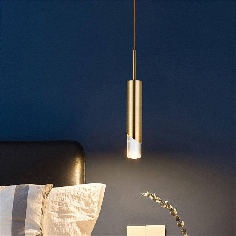 Lámpara de suspensión design LED con cilindro metálico Estilo de lujo