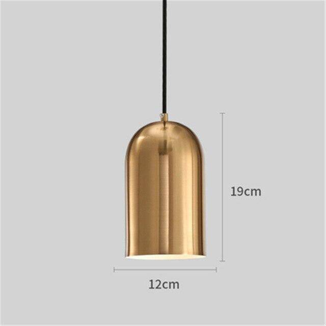 Lámpara de suspensión design LED con cilindro dorado redondeado Loft