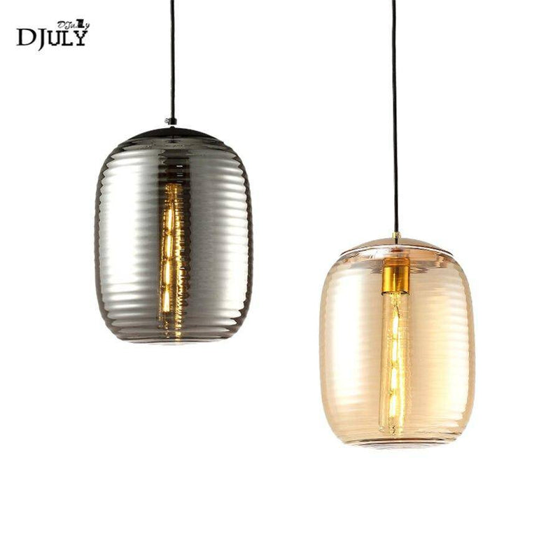 pendant light LED design with lampshade rounded glass stripes Loft