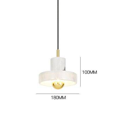 Lámpara de suspensión design LED dorado redondeado y cilindro blanco