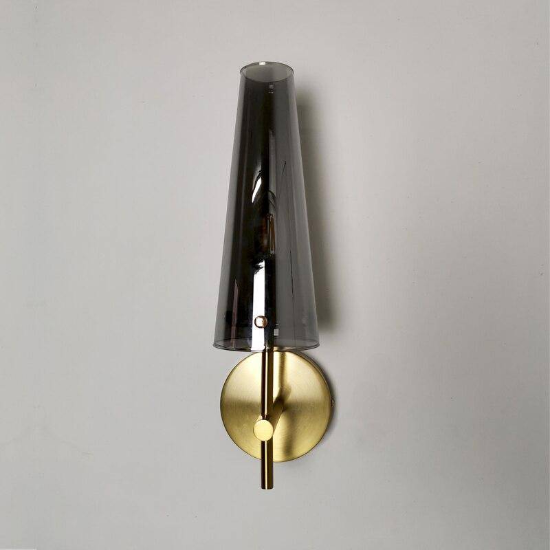 wall lamp vintage design wall with lampshade conical smoked glass