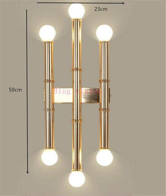 Moderno aplique LED estilo bambú en metal dorado