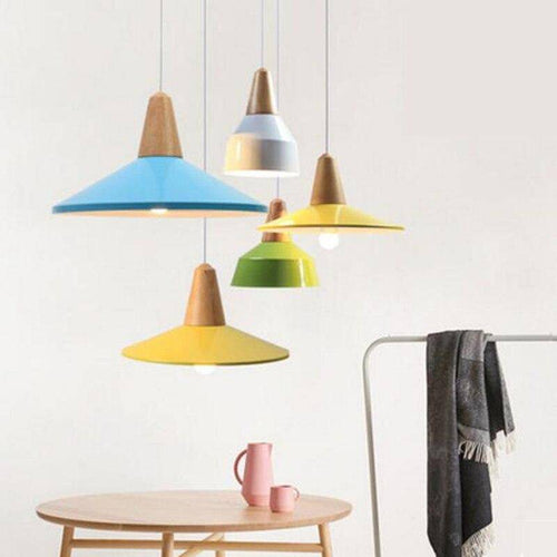 Lámpara de suspensión LED cónico de colores en varias formas de arte