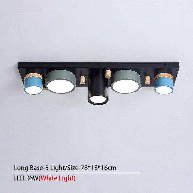 Lámpara de techo design con varios focos LED cilíndricos de colores