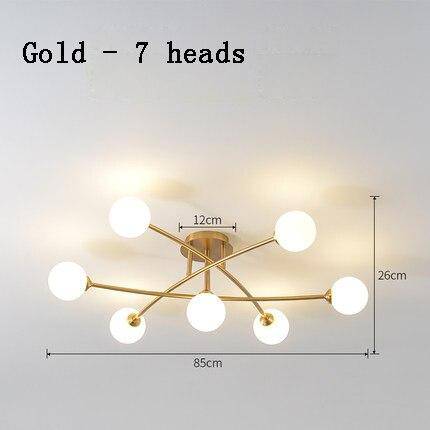 design araña metálica de LEDs con múltiples bolas de cristal Creative