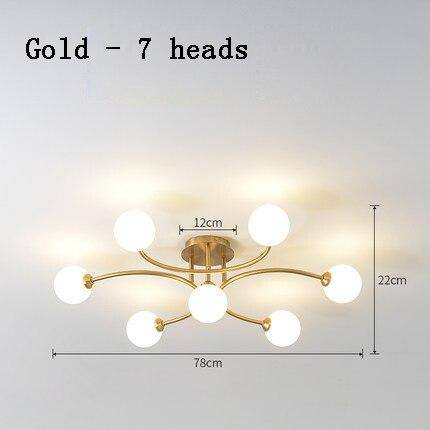 design araña metálica de LEDs con múltiples bolas de cristal Creative