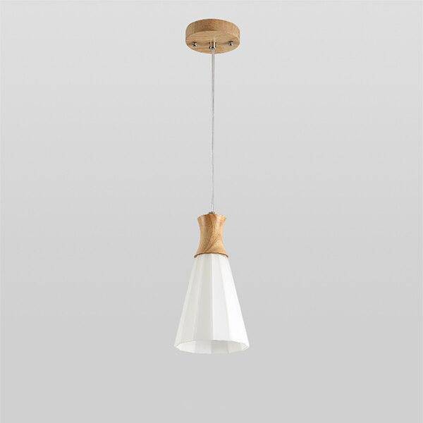Lámpara de suspensión LED blanco escandinavo con pantalla de madera