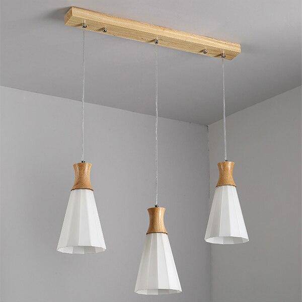 pendant light Japanese style LED wooden cone design