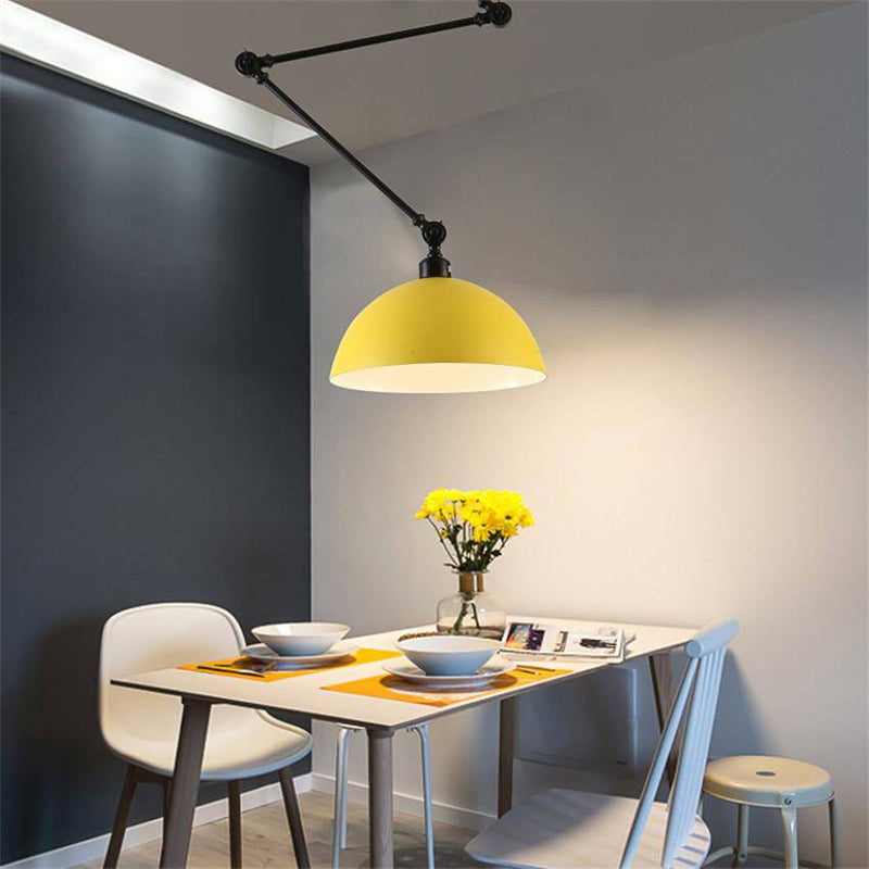 Design LED ceiling lamp with articulated arm and lampshade coloured Macaron