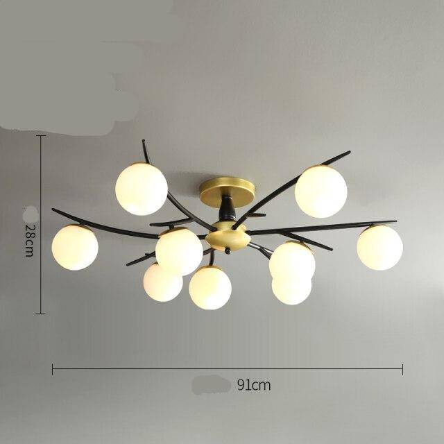 Metal LED ceiling lamp with several glass balls Loft