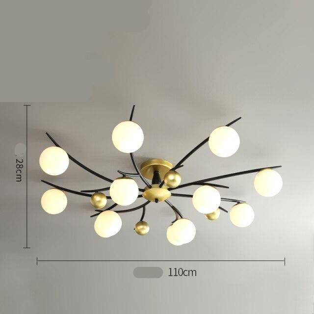 Metal LED ceiling lamp with several glass balls Loft