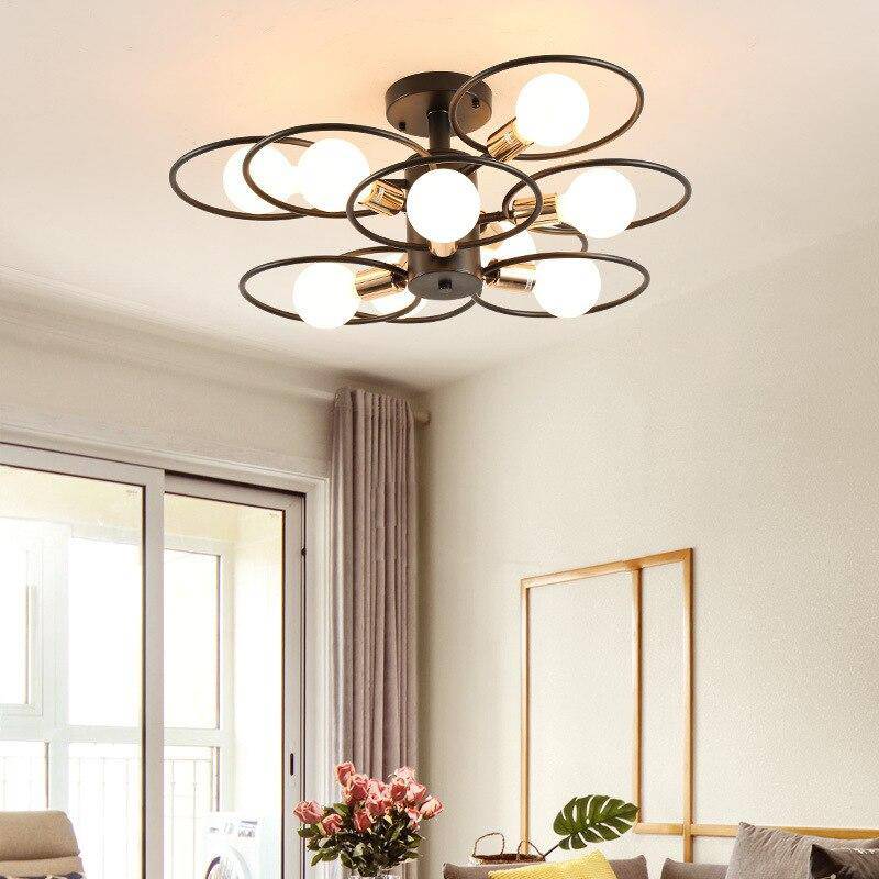 LED ceiling light with several metal circles