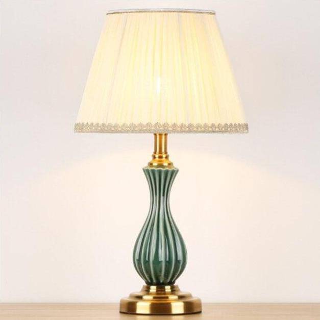 Ceramic LED table lamp with lampshade of various shapes in Japanese style