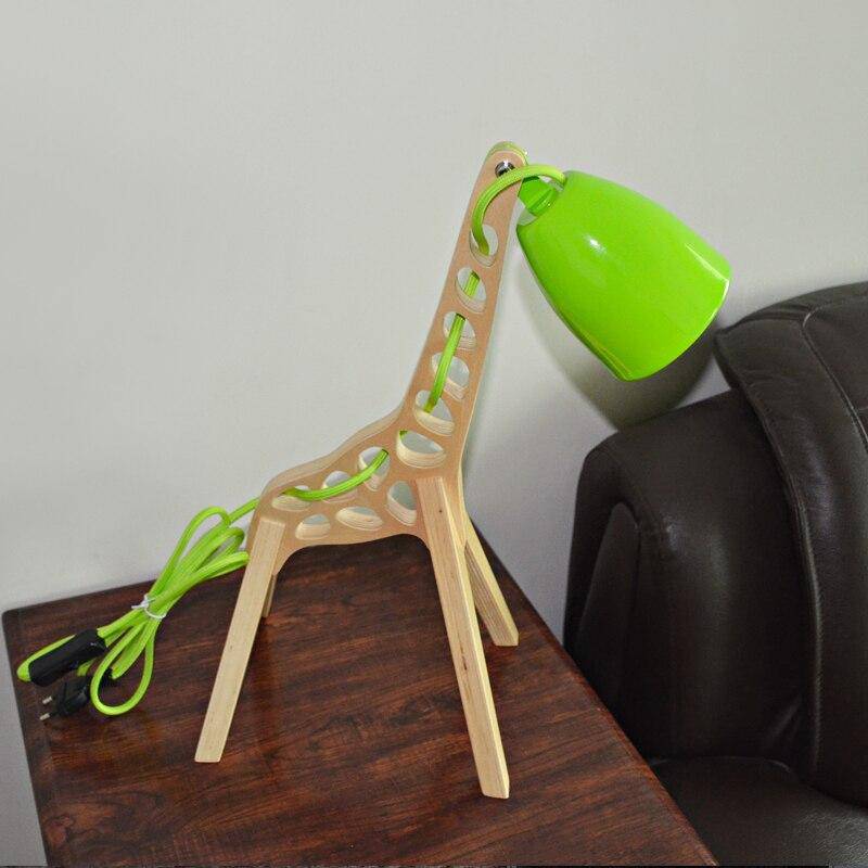 Modern LED desk lamp in wood, Giraffe style