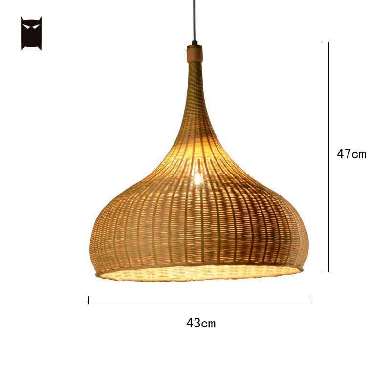 pendant light rustic bamboo round Delicate