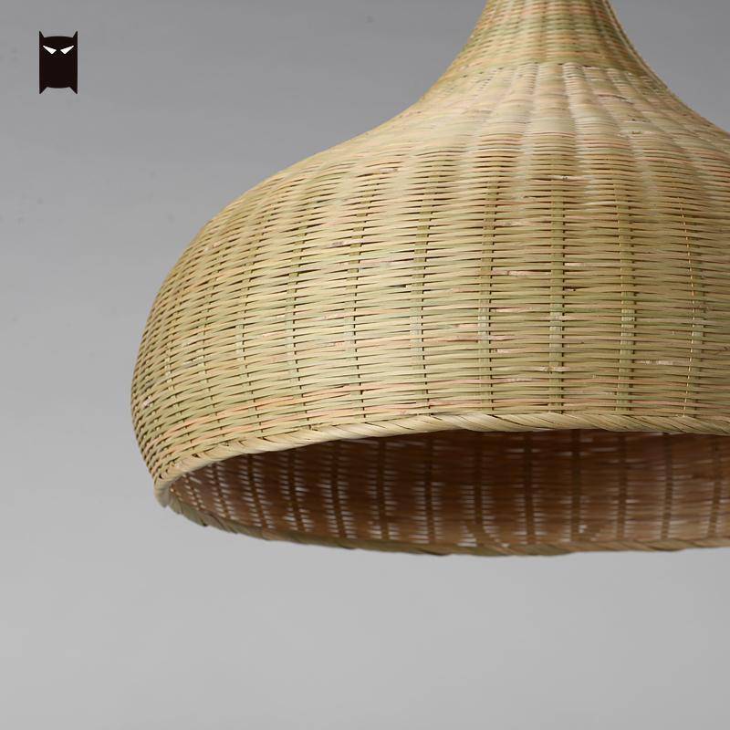 pendant light rustic bamboo round Delicate