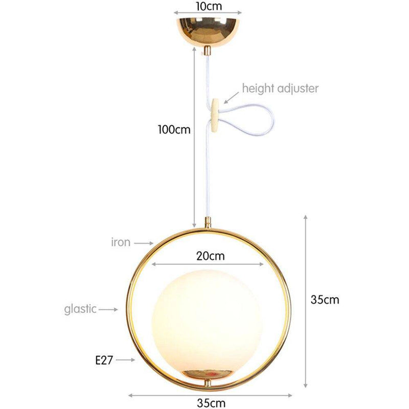 Lámpara de suspensión design LED con anillo de oro y bola de cristal de lujo