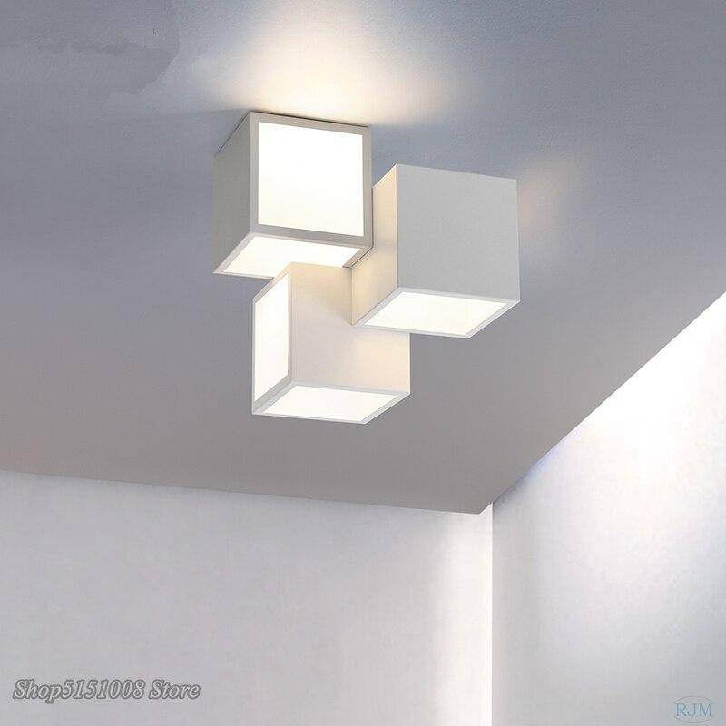 Plafonnier design à LED avec plusieurs cubes en métal Loft