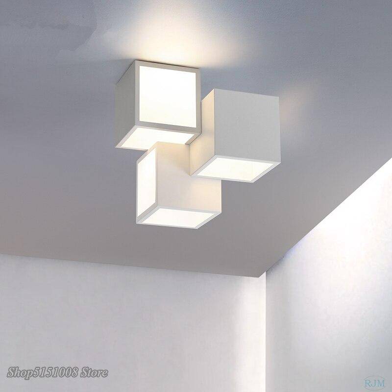 Design LED ceiling lamp with several metal cubes Loft