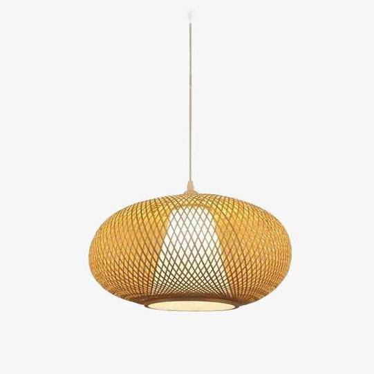 pendant light in LED rattan with lampshade rounded