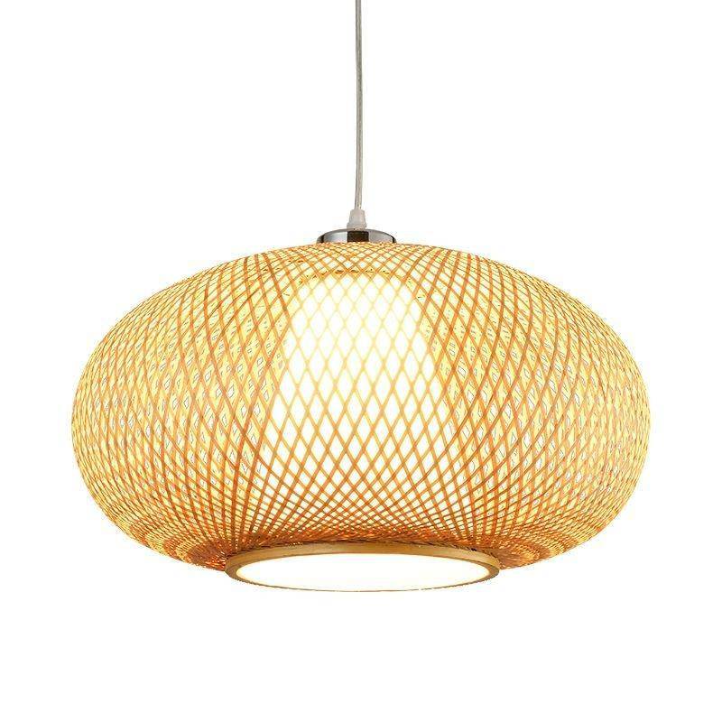 pendant light in bamboo design in oval ball