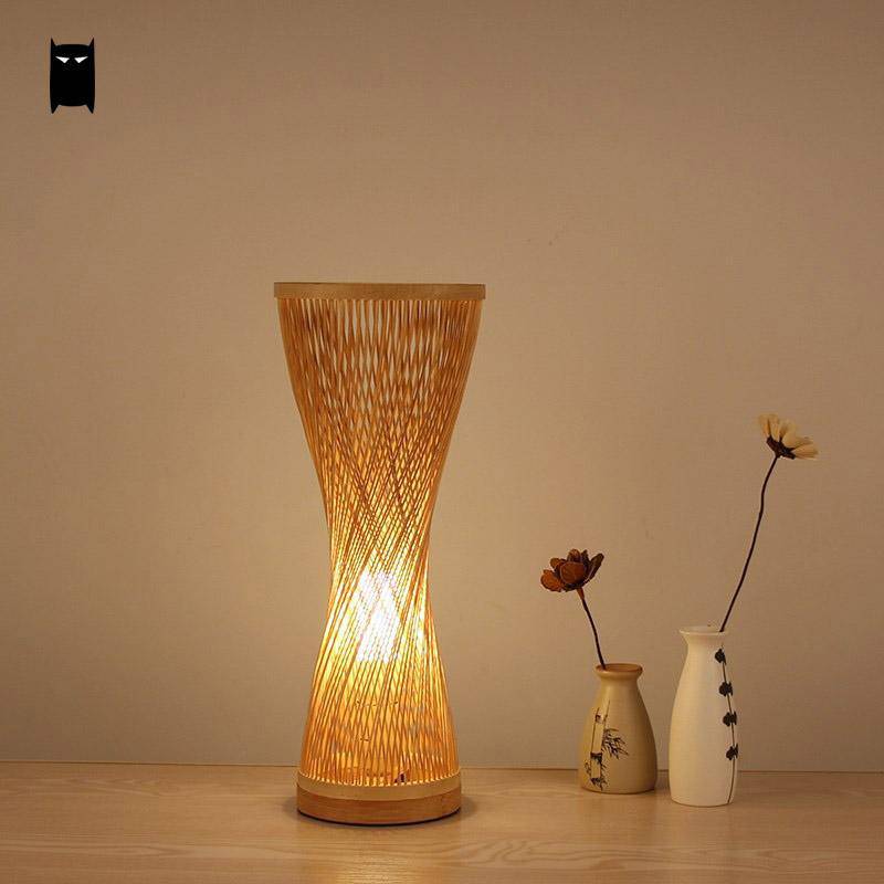 Japanese style bamboo bedside lamp