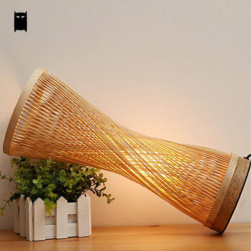 Japanese style bamboo bedside lamp