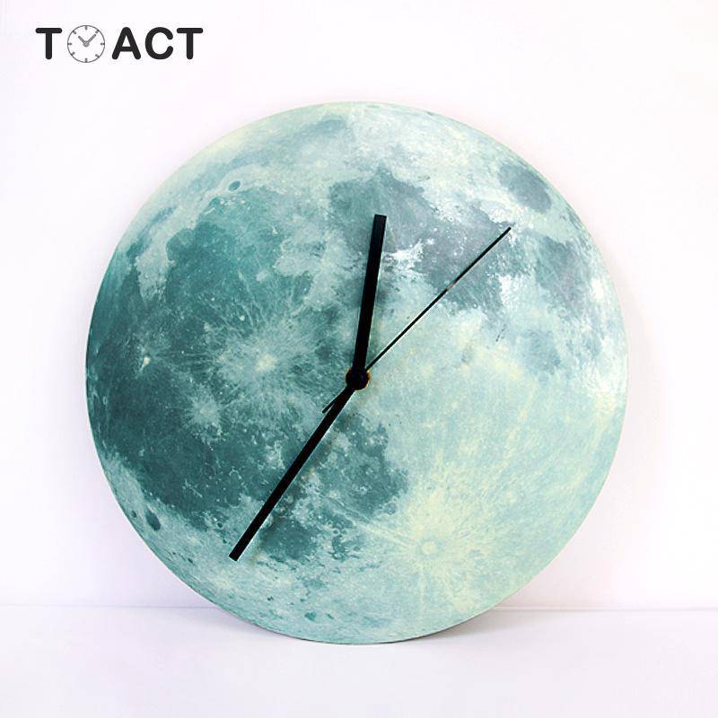 Round coloured moon wall clock 30cm Luminous