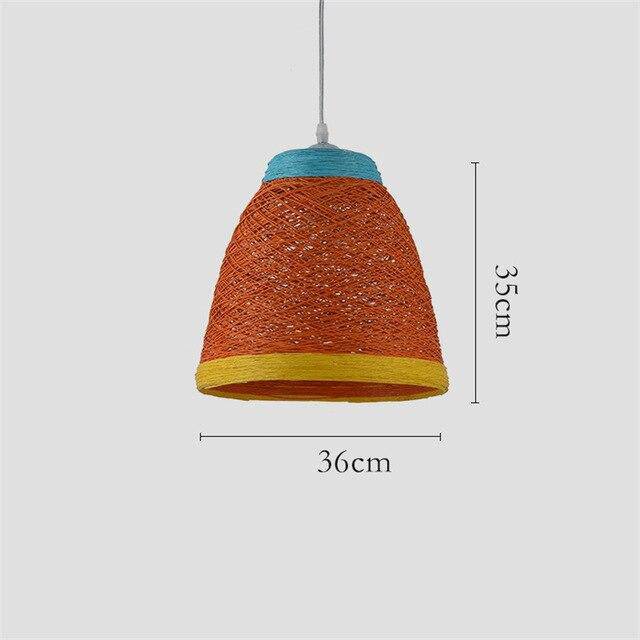 pendant light Rattan LED colorful Farm style