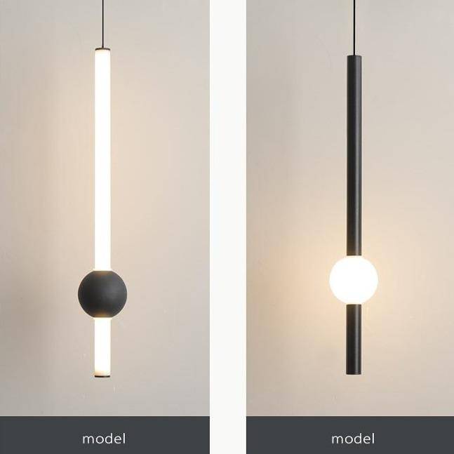 Suspension design LED cylindre avec boule en verre Mosko