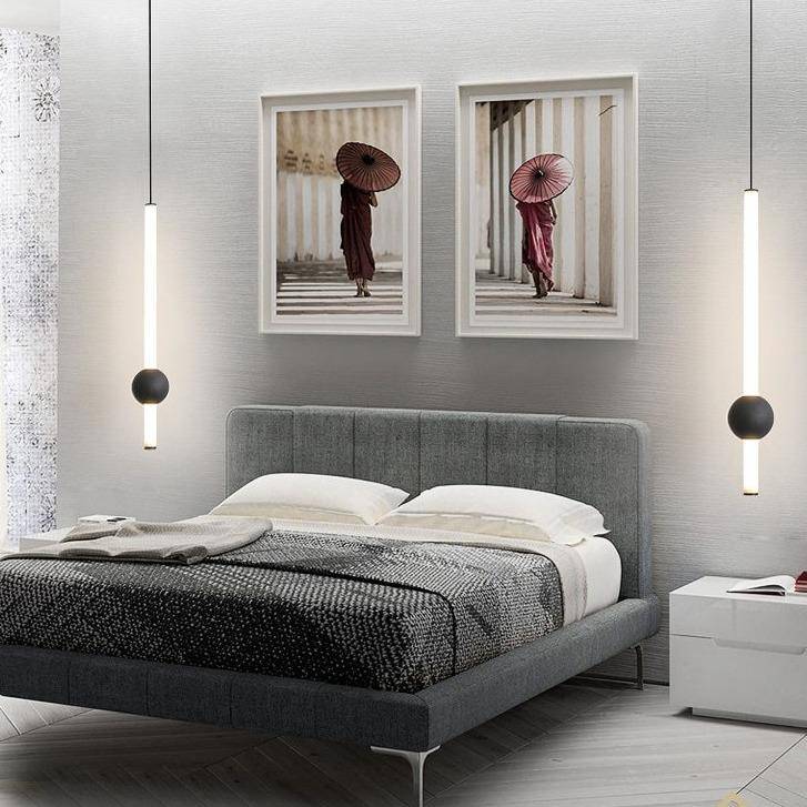 Suspension design LED cylindre avec boule en verre Mosko