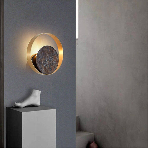 Lámpara de pared design LED con disco de metal dorado Lujo