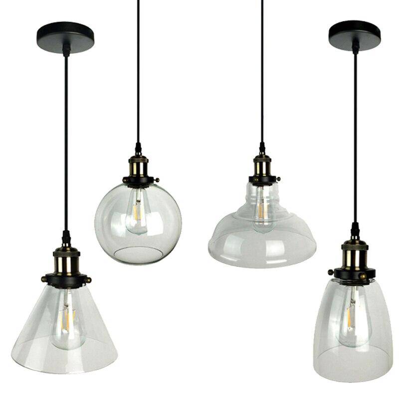 pendant light modern black LED with lampshade glass Loft