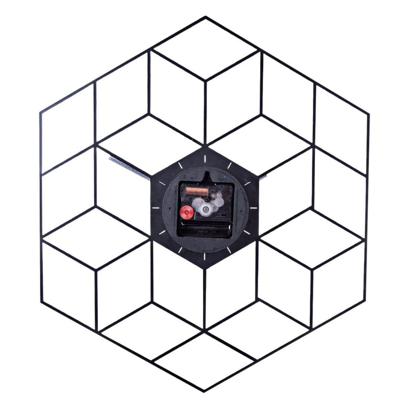 Metal hexagonal wall clock 40cm Cube