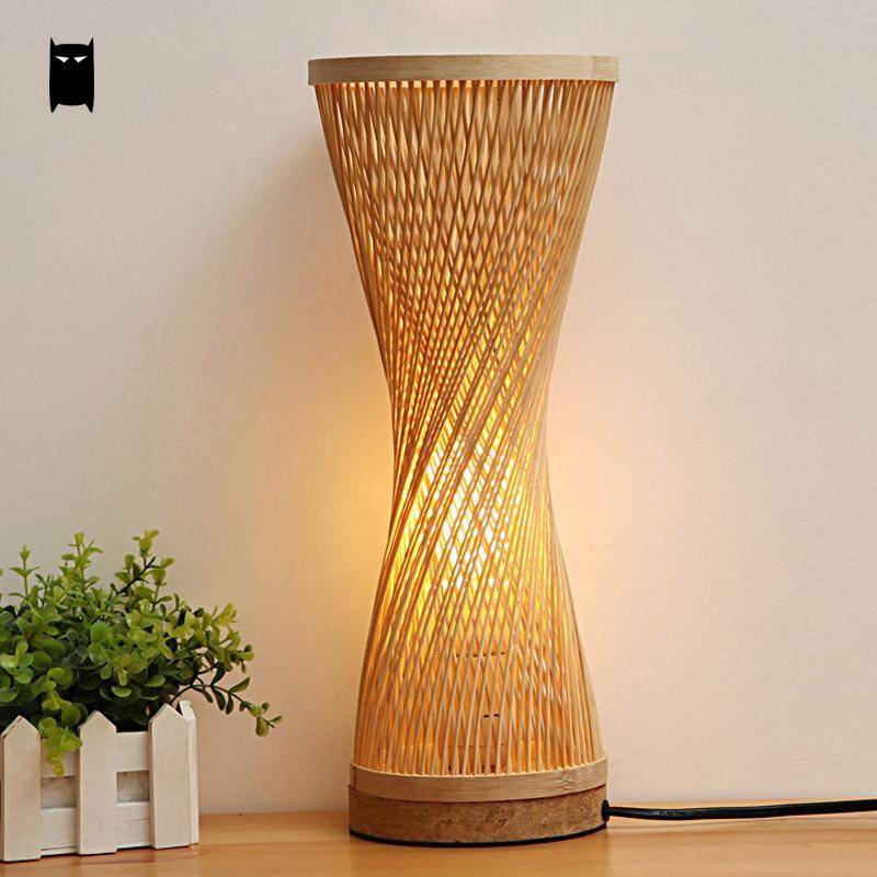 Japanese style bamboo bedside lamp