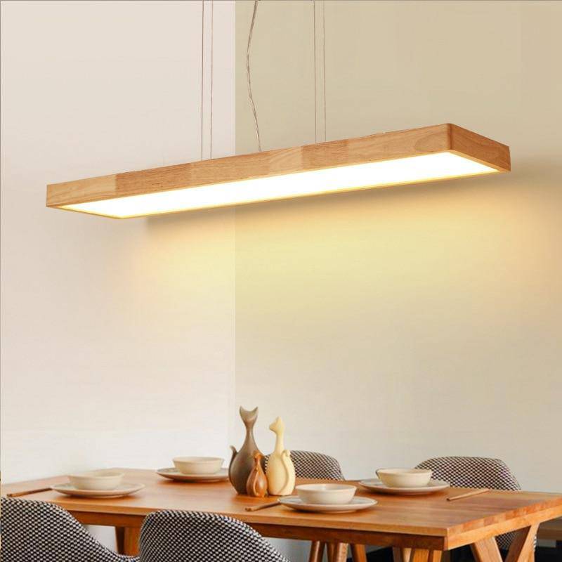 Modern LED chandelier with thick-edged rectangle in Fly wood