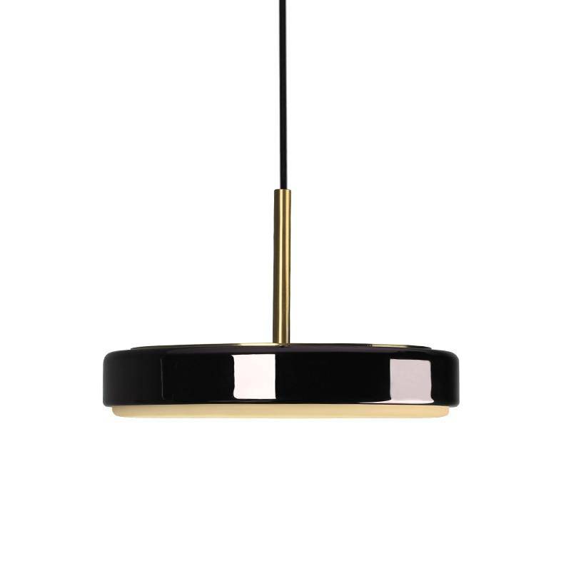 Lámpara de suspensión design LED redondeado en metal negro Loft